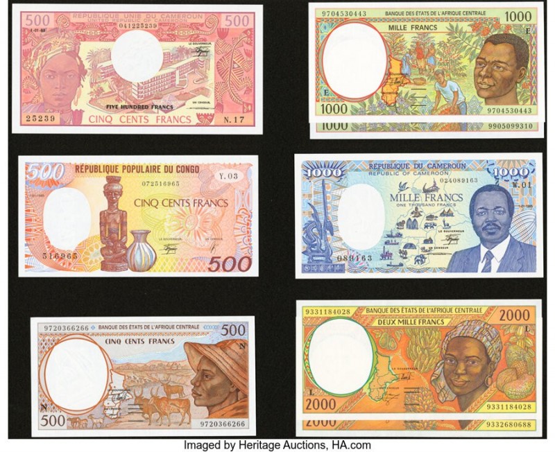Central African States Group Lot of 8 Examples Crisp Uncirculated. 

HID09801242...