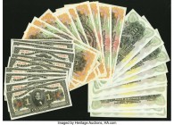 Costa Rica Banco Anglo-Costarricense 1; 5; 10 Colones 1903-17 Pick S121r (10); S122r (10); S123r (10) Thirty Remainders Crisp Uncirculated. Minor stai...
