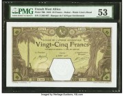 French West Africa Banque de l'Afrique Occidentale 25 Francs 9.7.1925 Pick 7Bb PMG About Uncirculated 53. Pinholes, small tears.

HID09801242017

© 20...