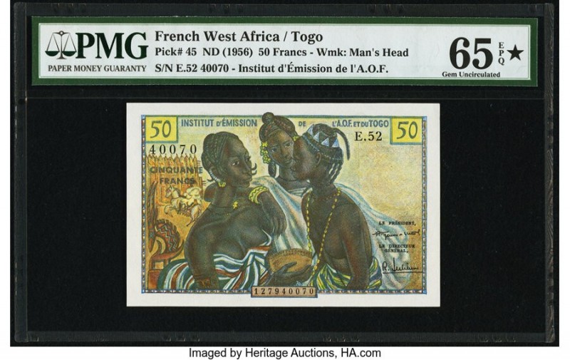 French West Africa Institut d'Emission de l'A.O.F. et du Togo 50 Francs ND (1956...