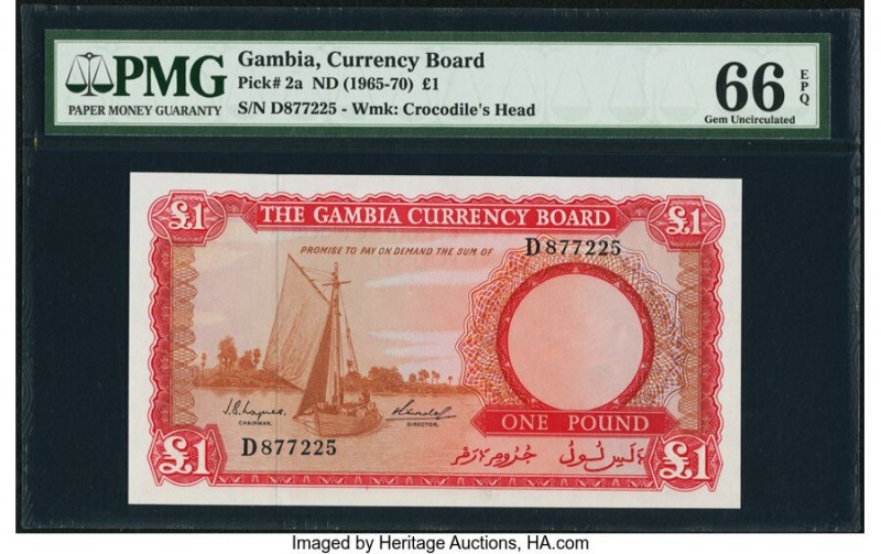 Gambia The Gambia Currency Board 1 Pound ND (1965-70) Pick 2a PMG Gem Uncirculat...