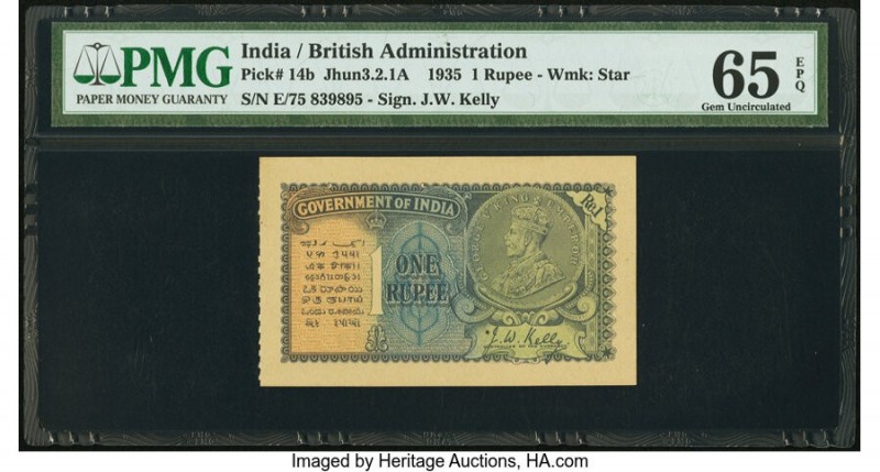 India Government of India 1 Rupee 1935 Pick 14b Jhun3.2.1A PMG Gem Uncirculated ...