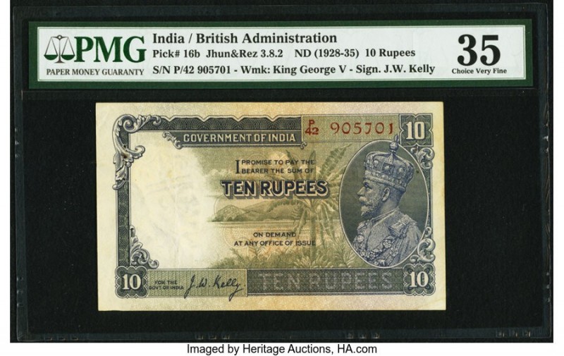 India Government of India 10 Rupees ND (1928-35) Pick 16b Jhun3.8.2 PMG Choice V...