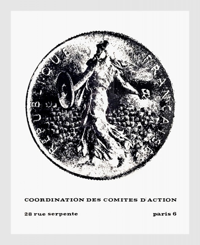 Coordination des Comités d'Action. Paris. May 1968. Revolutionary poster. 56x45c...