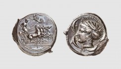 Sicily. Syracuse. 413-405 BC. AR Tetradrachm, obverse die signed by the Master Euainetos (17.15g, 11h). Tudeer 38; Tradart 2.48 (this coin). Old cabin...