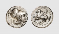 Sicily. Syracuse. 317-300 BC. AR Stater (8.52g, 9h). SNG ANS 554; Pegasi 10. Lightly toned. Perfectly centered and struck. A charming coin. Exceptiona...