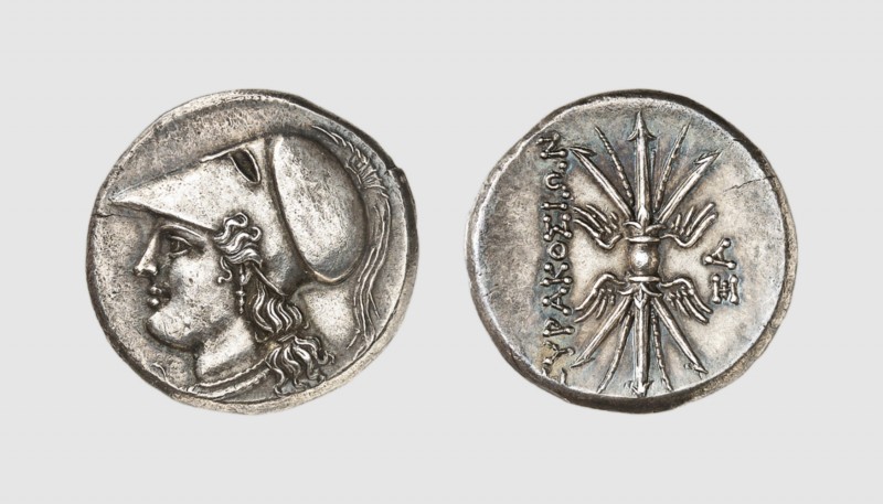 Sicily. Syracuse. Republic. 214-212 BC. AR 8 Litrai (6.71g, 1h). Burnett 94; HGC...