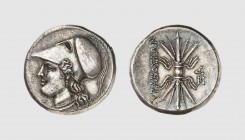 Sicily. Syracuse. Republic. 214-212 BC. AR 8 Litrai (6.71g, 1h). Burnett 94; HGC 1414. Old cabinet tone. Perfectly centered and struck. A charming coi...