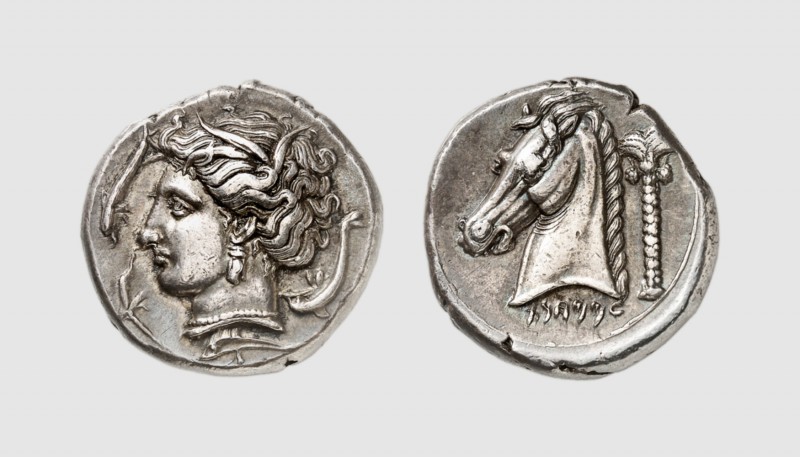 Sicily. The Carthaginians. 330-300 BC. AR Tetradrachm (17.14g, 11h). Jenkins 189...