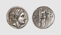 Macedon. Demetrios Poliorketes. Amphipolis. 291-283 BC. AR Tetradrachm (17.15g, 3h). Newell 89; Tradart 6.65 (this coin). Old cabinet tone. Perfectly ...