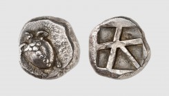 Attica. Aegina. 480-457 BC. AR Stater (12.42g, 12h). Milbank 15; Tradart 6.77 (this coin). Old cabinet tone. A wonderful example struck in high relief...