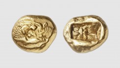 Lydia. Kroisos. Sardes. 560-546 BC. AV Stater (8.01g). Light standard. SNG von Aulock 2875; Tradart 6.111 (this coin). Lightly toned. A coin of great ...