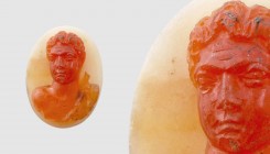 A Roman agate cameo with a bust of a faun. 1st century BC. 24mm. From a private collection; Frank Sternberg 1992 (26) lot 582

"Often voices of the Fa...