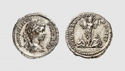 Empire. Caracalla. Rome. AD 202. AR Denarius (3.20g, 6h). Cohen 178; RIC 63. Lightly toned. Perfectly centered and struck. A charming coin. Choice ext...