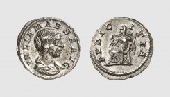 Empire. Julia Maesa. Rome. AD 219-224. AR Denarius (2.99g, 6h). Cohen 36; RIC 268. Old cabinet tone. With a noble and elderly portrait. Good very fine...