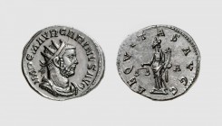 Empire. Carinus. Lyon. AD 283. Æ Antoninianus (4.27g, 1h). Cohen 8; RIC 212. Glossy black patina. Perfectly centered. Choice extremely fine. From a pr...