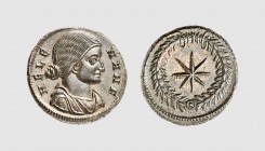 Empire. Helena. Thessalonica. AD 318-319. Æ Follis (3.78g, 6h). Cohen 14; RIC 50; Hirmer 637 (this coin). Enchanting light brown patina. Perfectly cen...