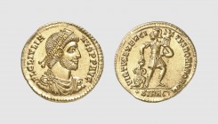 Empire. Julian II. Sirmium. AD 361-363. AV Solidus (4.45g, 6h). Cohen 78; RIC 95. Lightly toned. Perfectly centered and struck. A superb example of Ro...