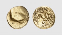 Belgica. The Ambiani. Amiens area. 1st century BC. AV Stater (6.21g). DT 239; SCBC 11. Lightly toned. Perfectly centered and struck. An attractive coi...