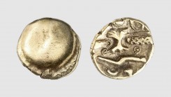 Belgica. The Morini. Boulogne area. 1st century BC. AV Quarter Stater (1.38g). LT 8722; DT 253. Old cabinet tone. Choice extremely fine. From a privat...