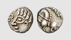 Celtica. The Leuci. Toul area. 1st century BC. AR Denarius (1.85g, 9h). LT 9020; DT 3270. Lightly toned. Short flan. Good very fine. From a private co...