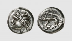 Celtica. The Leuci. Toul area. 1st century BC. Æ Potin (3.08g, 3h). LT -; DT.153. Enchanting glossy black patina. Good very fine. From the Sadijas col...