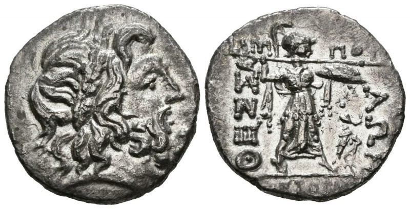 THESALICA LEAGUE. Double Victoriato. (Ar. 5.93g \/ 21mm). 196-146 BC Anv: Laurea...