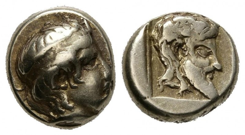 LESBOS, Mytilene. 1\/6 Stater. (El. 2.57g \/ 11mm). 454-428 BC Anv: Juvenile dia...