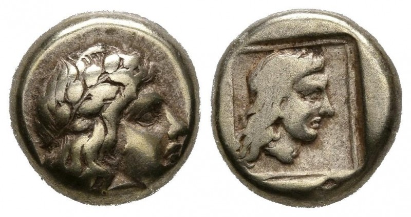 LESBOS, Mytilene. 1\/6 Stater. (El. 2.52g \/ 10mm). 412-378 BC Anv: Laureate hea...
