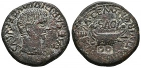 ARSE-SAGUNTUM (Sagunto, Valencia). As. (Ae. 12.97g \/ 29mm). 14-36 AD Anv: Head of Tiberius on the right, around legend: TI. CAESAR. DIVI. AVG. F. AVG...