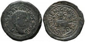 ARSE-SAGUNTUM (Sagunto, Valencia). As. (Ae. 14.33g \/ 33mm). 14-36 AD Anv: Head of Tiberius on the right, around legend: TI. CAESAR. DIVI. AVG. F. AVG...