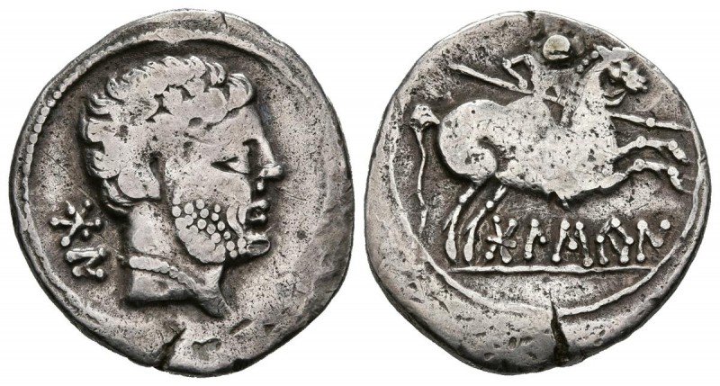 BOLSCAN (Huesca). Denarius. (Ar. 3.80g \/ 21mm). 180-20 BC (FAB-1912). VG. Coina...
