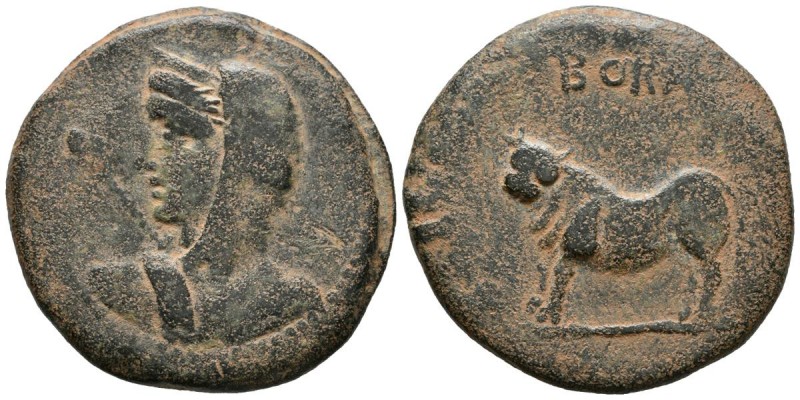 BORA (Alcaudete, Ja\u00e9n). Semis. (Ae. 23.56g \/ 34mm). 100-50 BC Anv: Female ...