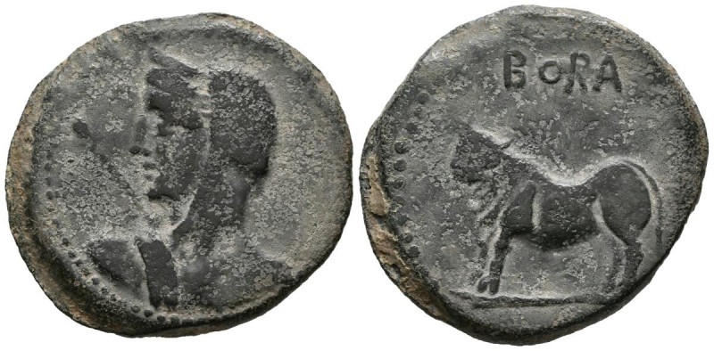 BORA (Alcaudete, Ja\u00e9n). So (Ae. 19.67g \/ 34mm). 100-50 BC Anv: Female bust...