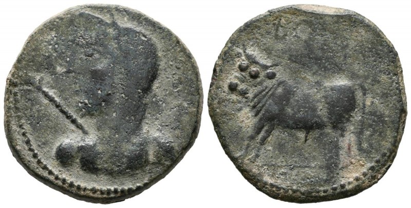 BORA (Alcaudete, Ja\u00e9n). Semis. (Ae. 12.03g \/ 26mm). 100-50 BC Anv: Female ...