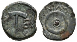CARTAGONOVA (Cartagena, Murcia). Semis. (Ae. 2.55g \/ 16mm). 50-30 BC (FAB-574). VG. Limited.