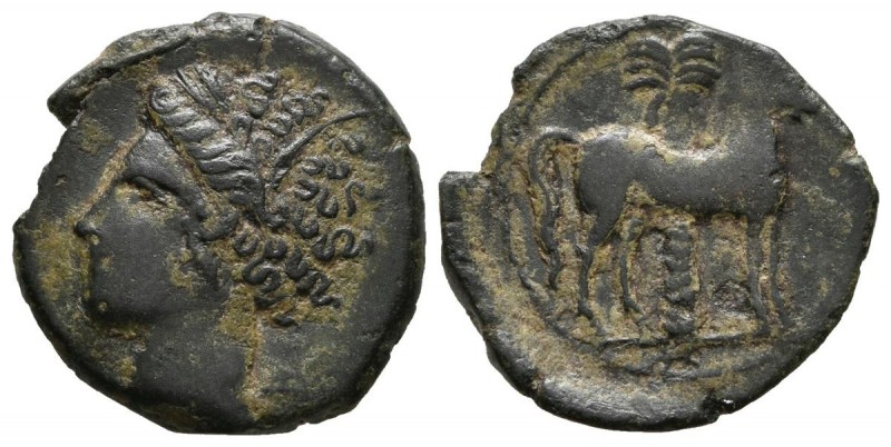 CARTAGONOVA (Cartagena, Murcia). 1\/2 Tracing. (Ae. 1.93g \/ 17mm). 220-215 BC (...