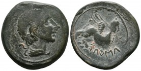 CASTULO (Cazlona, Ja\u00e9n). As. (Ae. 15.44g \/ 31mm). 180 BC Anv: Diademic male head on the right. Rev: Sphinx on the right, below curved and retrog...