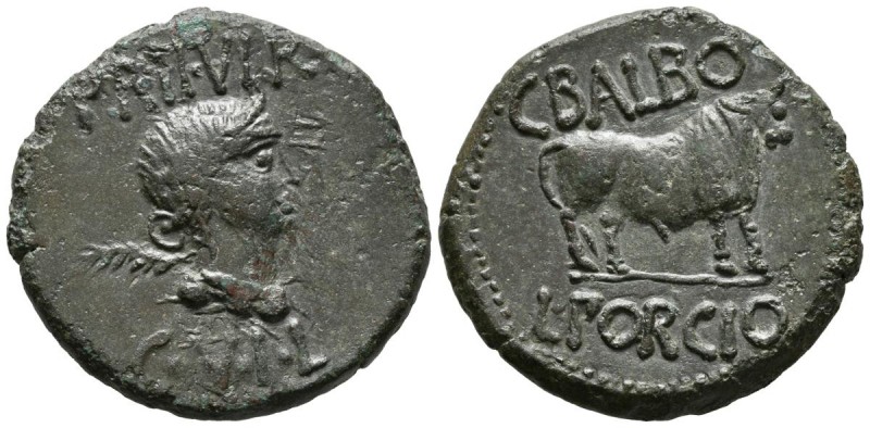 CELSE (Velilla del Ebro, Zaragoza). As. (Ae. 16.66g \/ 31mm). 50-30 BC Anv: Fema...