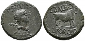 CELSE (Velilla del Ebro, Zaragoza). As. (Ae. 16.66g \/ 31mm). 50-30 BC Anv: Female head to the right, behind palm, above: PR. II. VIR., Below: CVIL Re...