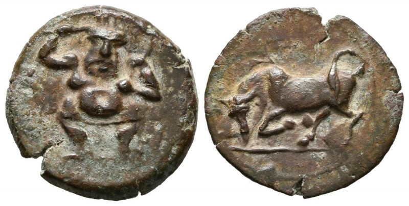EBUSUS (Ibiza, Balearic Islands). 1\/4 Tracing. (Ae. 2.89g \/ 18mm). 300-200 BC ...