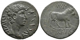 ERCAVICA (Ca\u00f1averuelas, Cuenca). As. (Ae. 10.49g \/ 27mm). 27 BC-AD 14 Anv: Laureate head of Augustus on the right, around: AVGVSTVSL. DIVI. F. R...