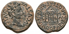 ILICI (Elche, Alicante). Semis. (Ae. 5.56g \/ 21mm). 27 BC-AD 14 Anv: Laureate head of Augustus on the right, around legend: AVGVSTVS. DIVI. F. Rev: T...
