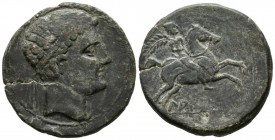 LAIESCEN (Barcelona). As. (Ae. 18.09g \/ 31mm). 120-20 BC Anv: Male head to right. Rev: Rider with palm to the right, below Iberian legend: LAIESCeN. ...