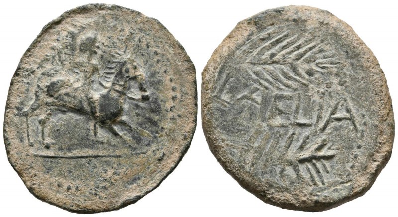 LAELIA (Olivares, Seville). As. (Ae. 12.88g \/ 31mm). 50-20 BC Anv: Horseman on ...
