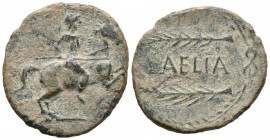 LAELIA (Olivares, Seville). As. (Ae. 7.15g \/ 27mm). 50-20 BC Anv: Horseman on the right. Rev: Palm and spike on the left, between the two legend: LAE...