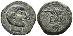 SEARO (Utrera, Seville). As. (Ae. 13.13g \/ 27mm). 120-50 BC Anv: Male head to the right, in front S. Rev: Two ears to the right, including legend: SE...