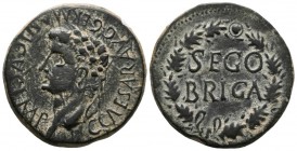 SEGOBRIGA (Saelices, Cuenca). As. (Ae. 12.25g \/ 28mm). 37-14 AD Anv: Laureate head of Caligula on the left, around legend: C. CAESAR. AVG. GERMANICVS...