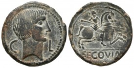 SEGOVIA (Segovia). As. (Ae. 7.79g \/ 25mm). 30-20 BC Anv: Head of Augustus on the right, on both sides CL. Rev: Rider with lance to the right, below l...