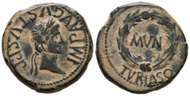 TURIASO (Tarazona, Zaragoza). As. (Ae. 12.51g \/ 27mm). 27 BC-AD 14 Anv: Lined head of Augsutus on the right, around legend: IMP. AVGVSTVS. PP Rev: MV...